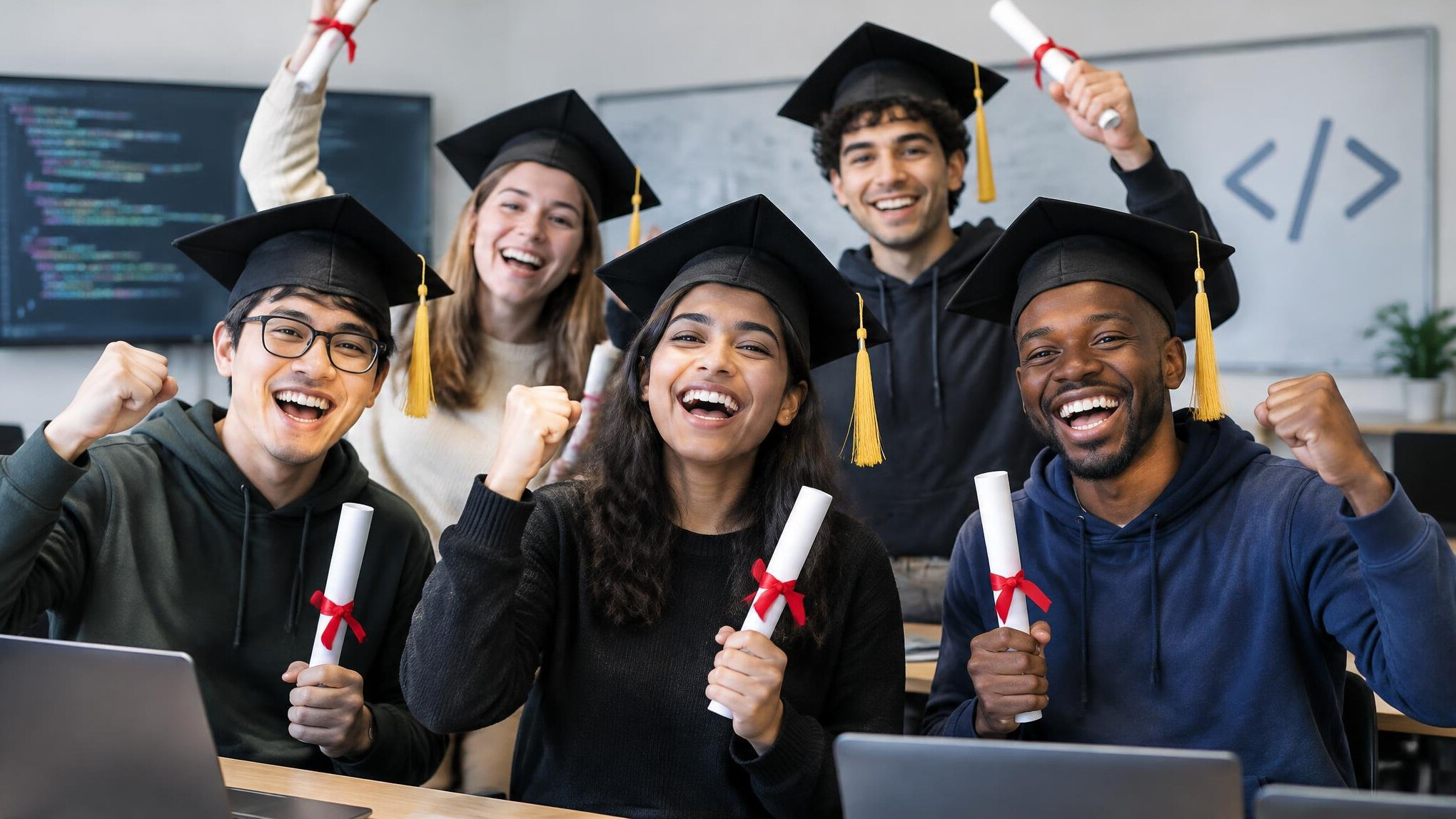 happy students graduating