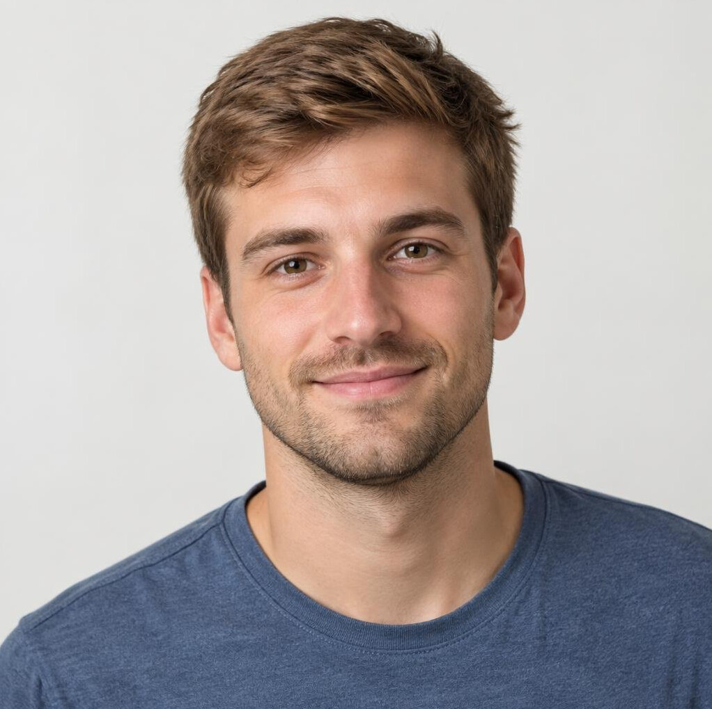 Studio portrait of a young man smiling