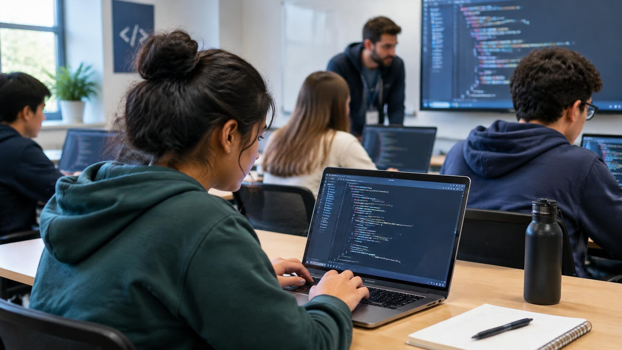 students in programming class