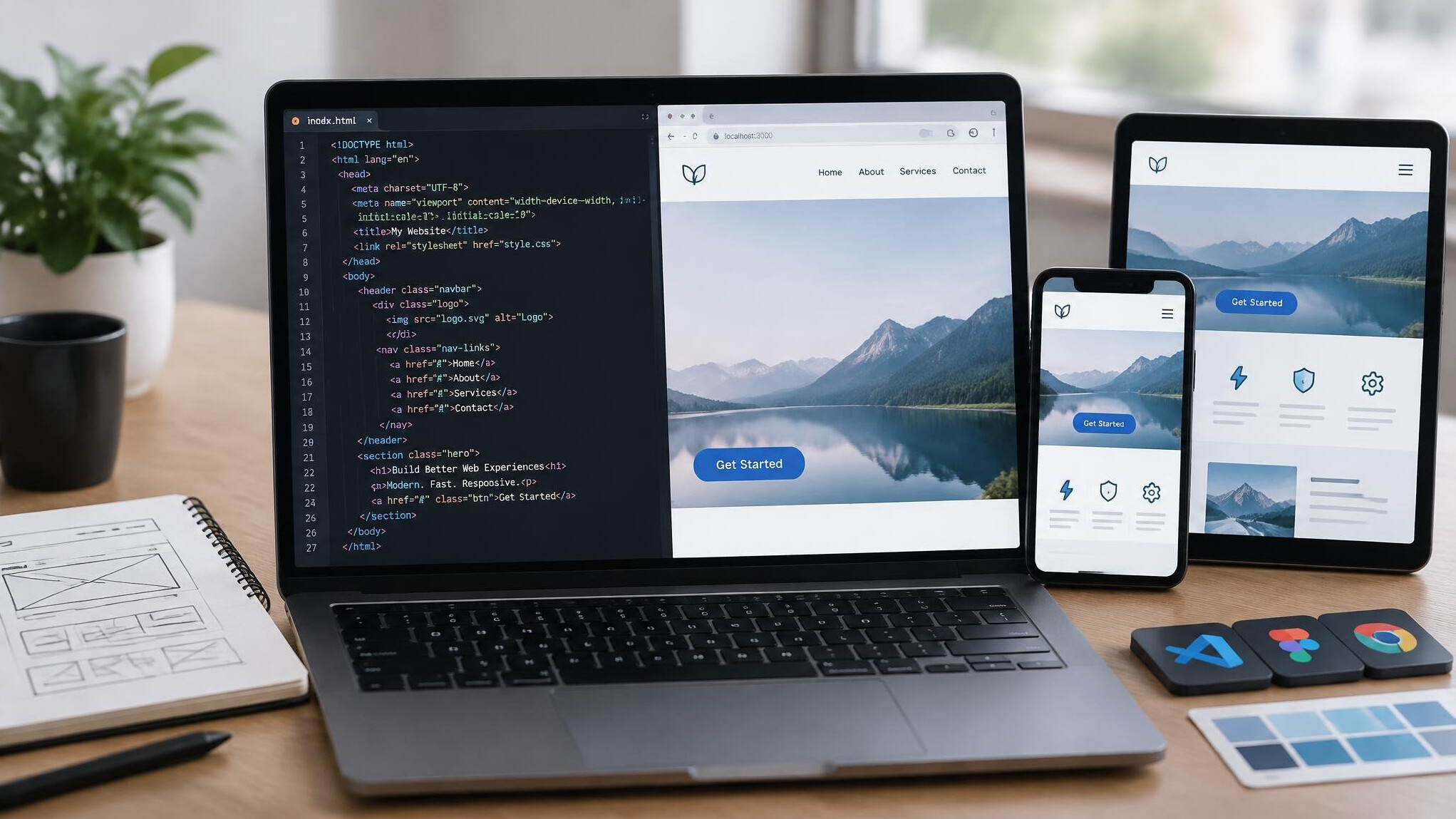 html code on screen